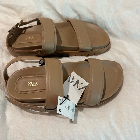Zara tan leather sandal NWT - Picture 2 of 5